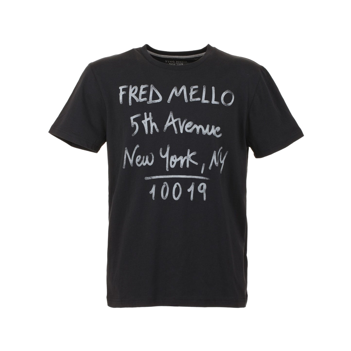 Sleek Black Cotton Tee with Artistic Prints