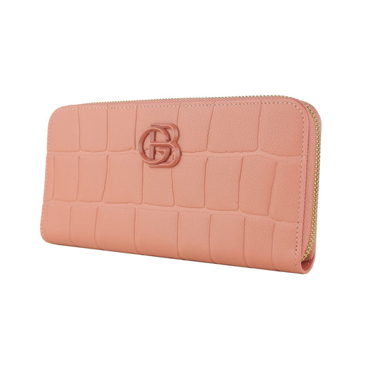 Elegant Pink Calfskin Wallet with Card Holder