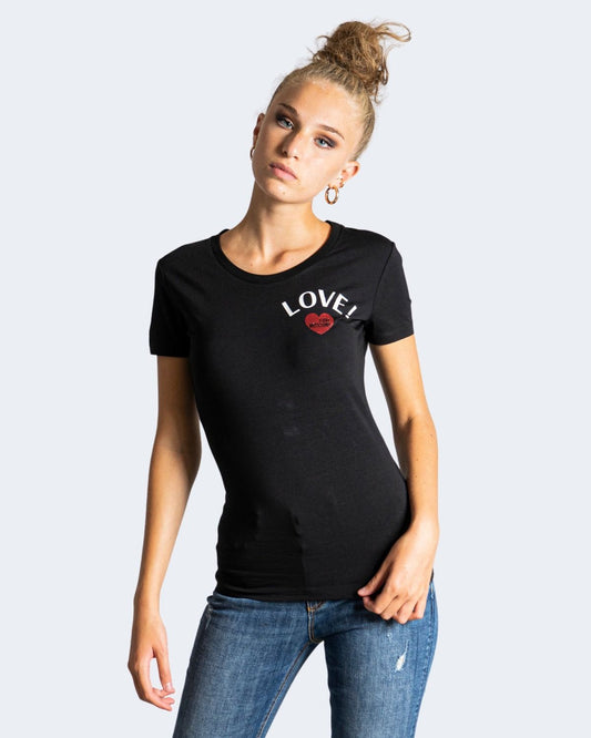 Chic Black Designer Tee with Brand Embellishment