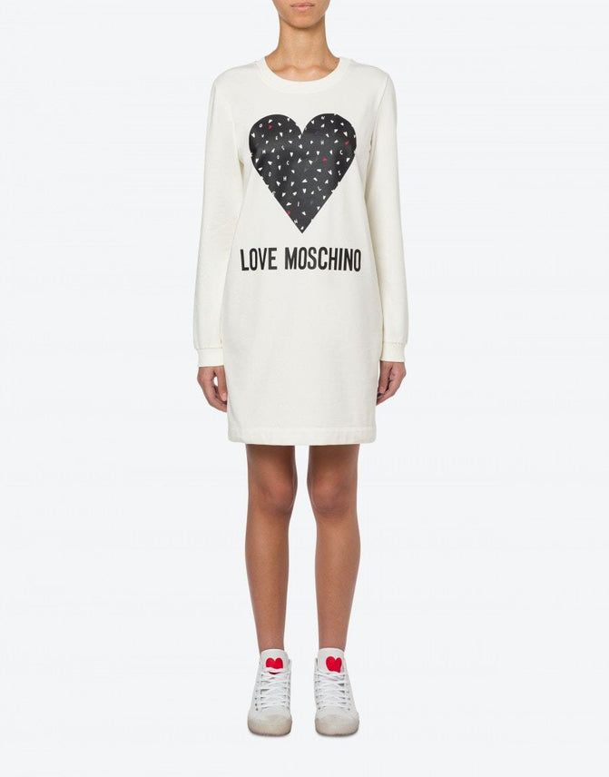 Chic Heart Print Long-Sleeved Dress