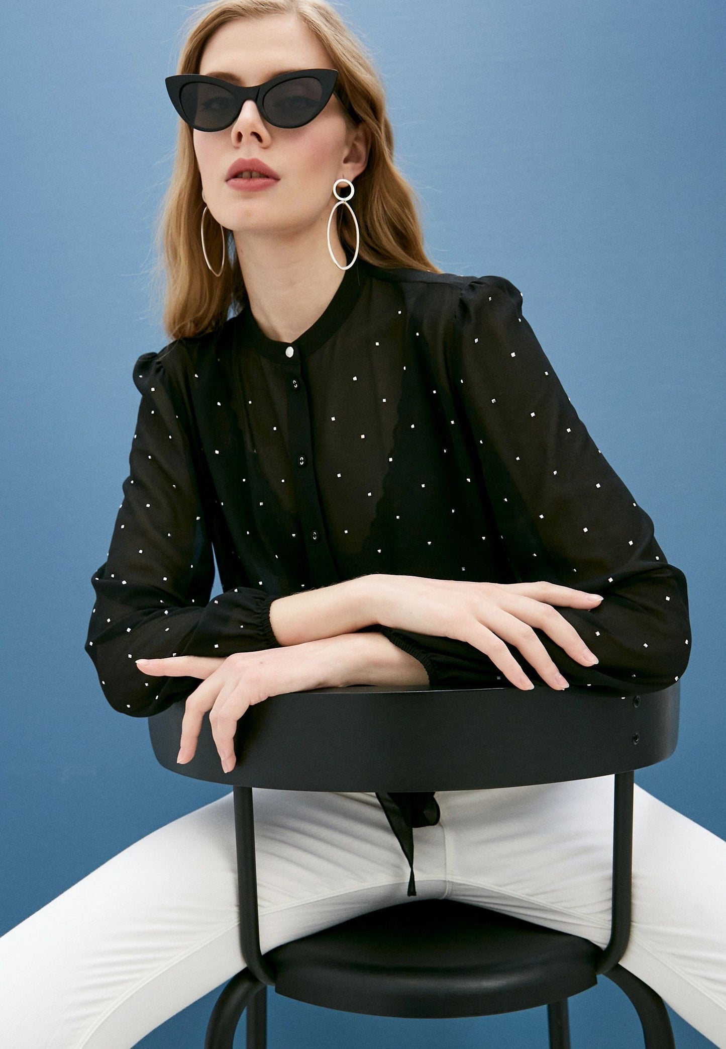 Glamorous Rhinestone Embellished Blouse