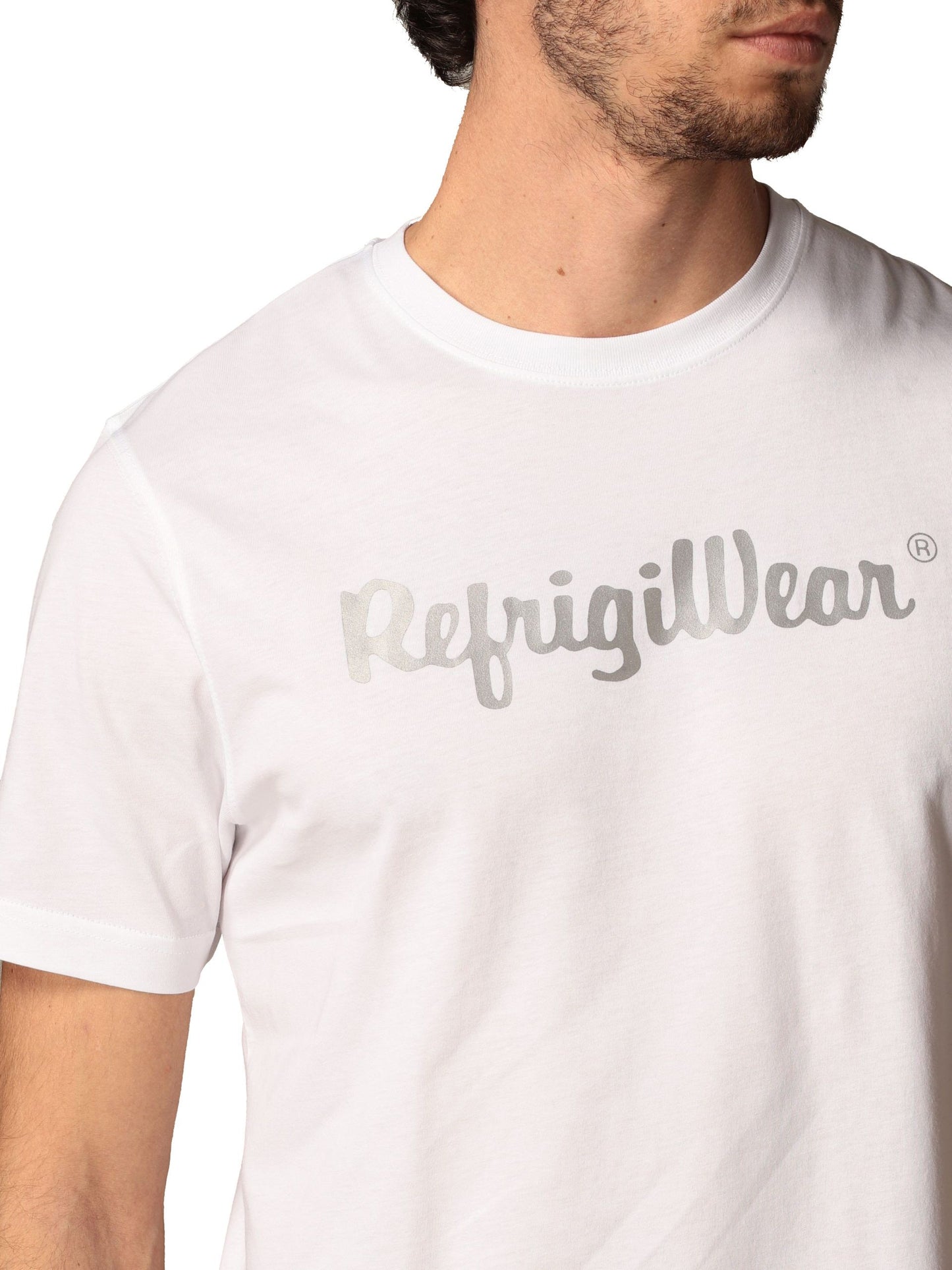 Crisp White Casual Cotton Tee with Contrasting Logo