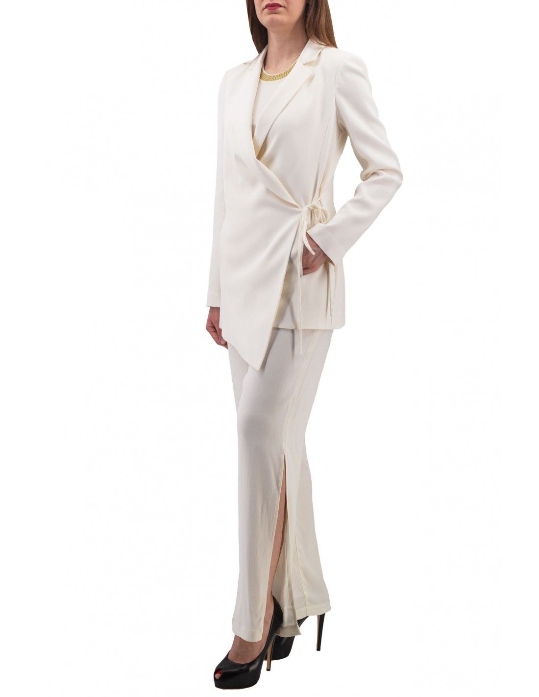 Elegant High Waisted Wide Trousers with Slits