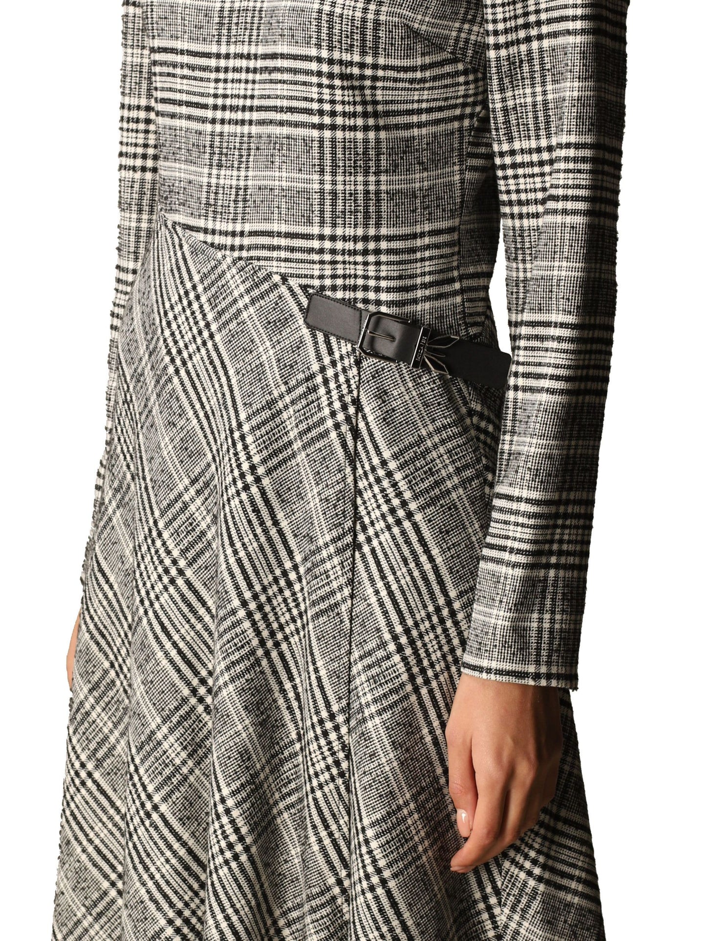 Elegant Asymmetrical Tartan Wool Blend Dress
