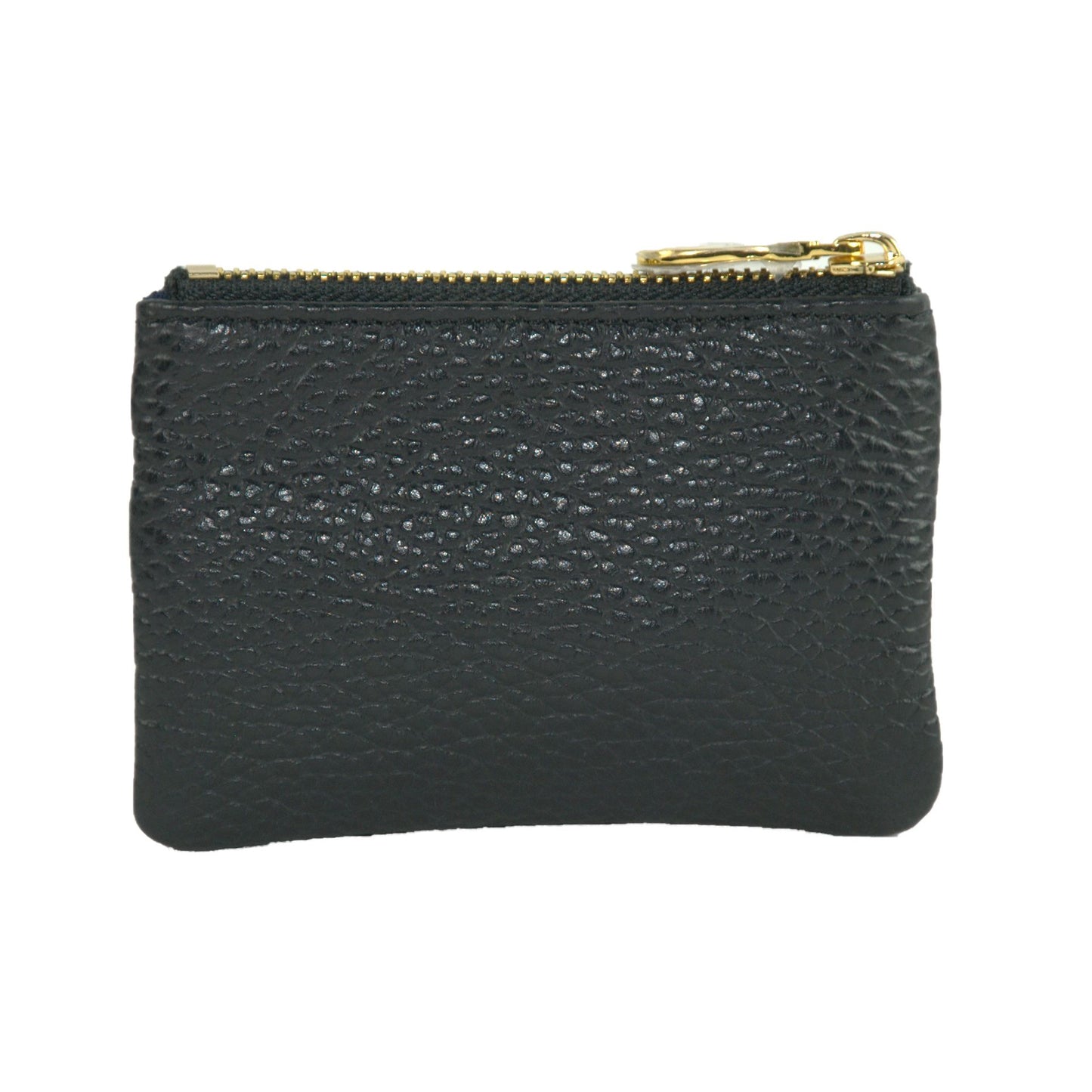 Elegant Black Leather Keychain Zip