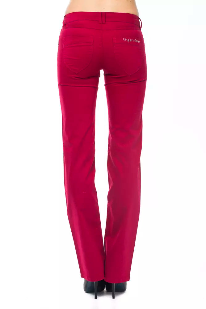 Ravishing Red Regular Fit Pants with Chic Detailing