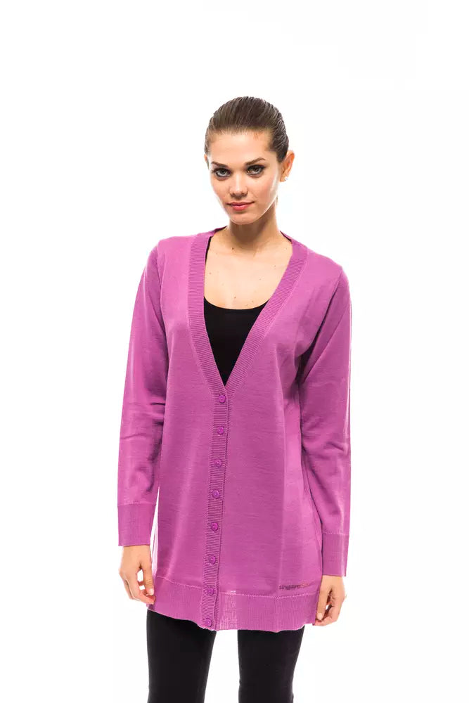 Violet Long Cardigan with Chic Logo Detail