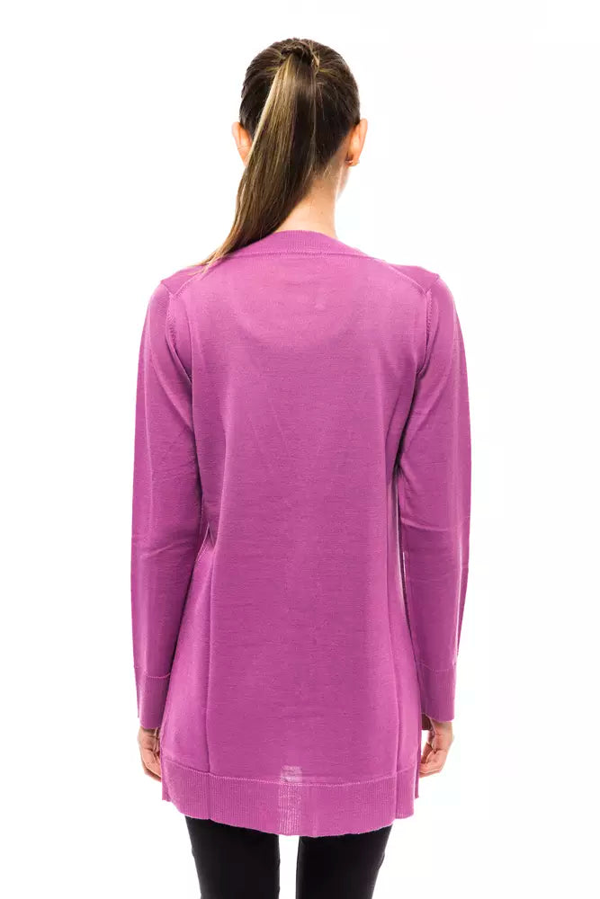 Violet Long Cardigan with Chic Logo Detail