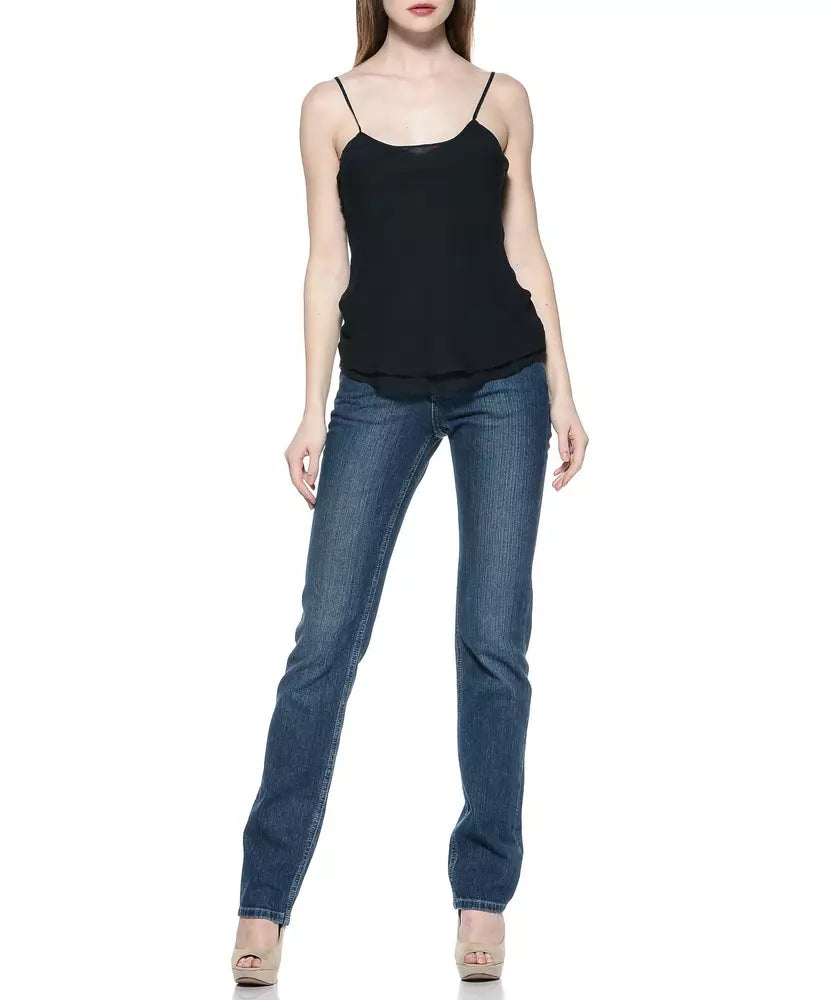 Chic Regular Fit Blue Jeans with Unique Logo Detail