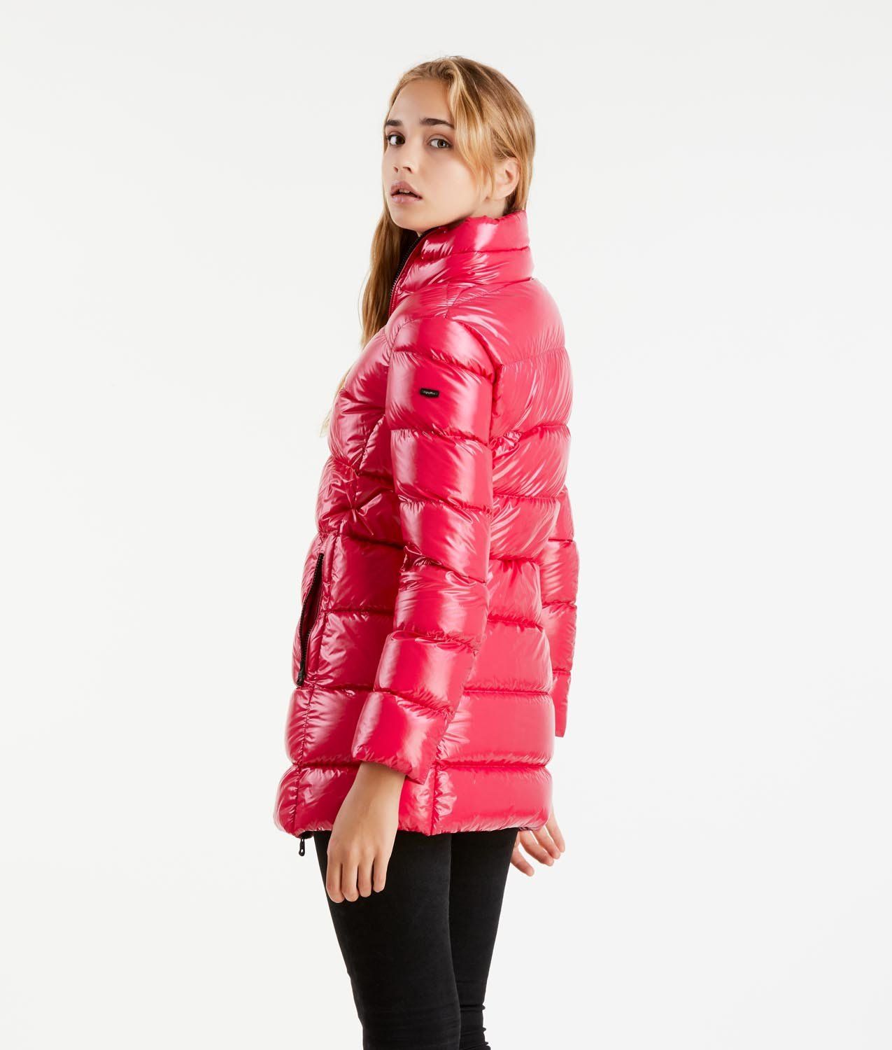 Chic Fuchsia Long Down Jacket for Stylish Warmth