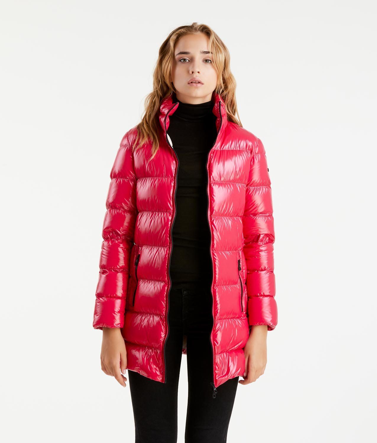 Chic Fuchsia Long Down Jacket for Stylish Warmth