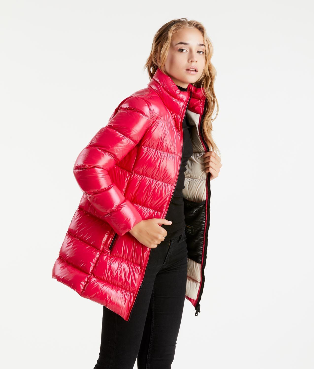 Chic Fuchsia Long Down Jacket for Stylish Warmth