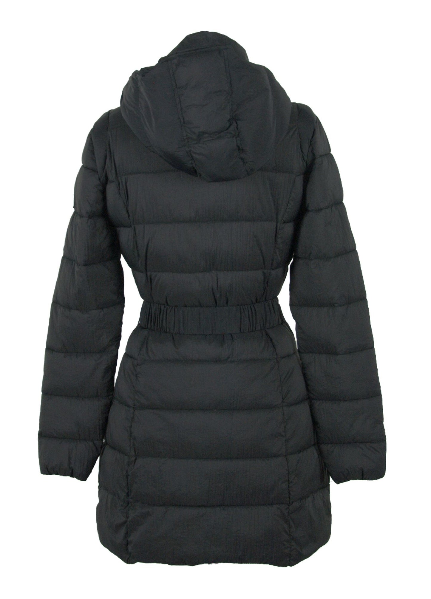Chic Quilted Hooded Coat with Waist Belt