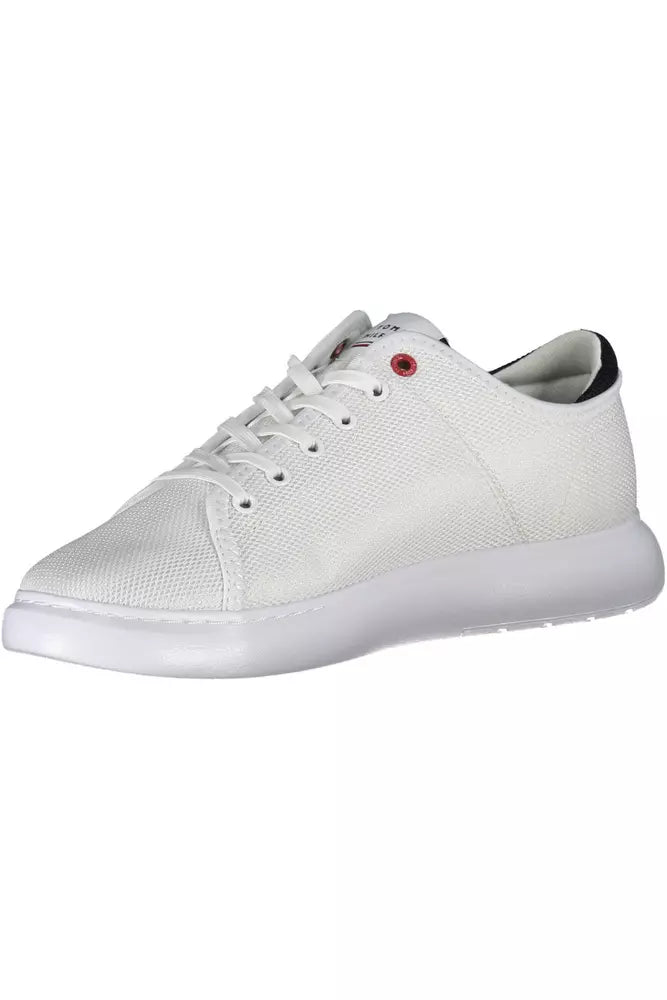 Chic White Lace-Up Sneakers with Logo Detail