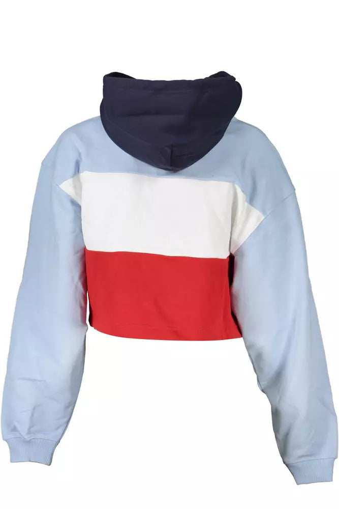 Chic Blue Hooded Sweatshirt with Embroidery