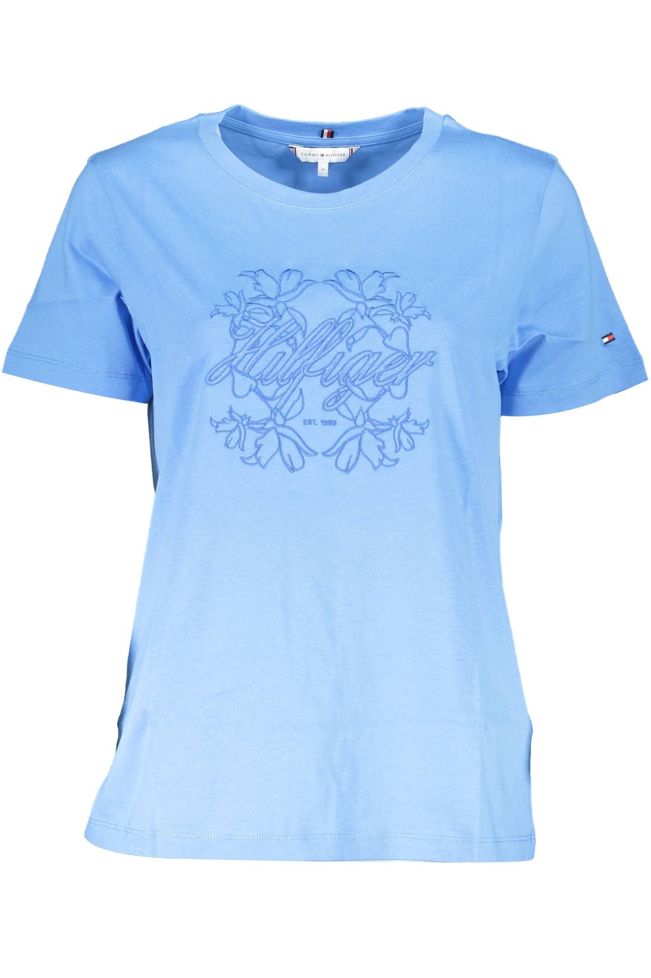 Chic Light Blue Embroidered Tee