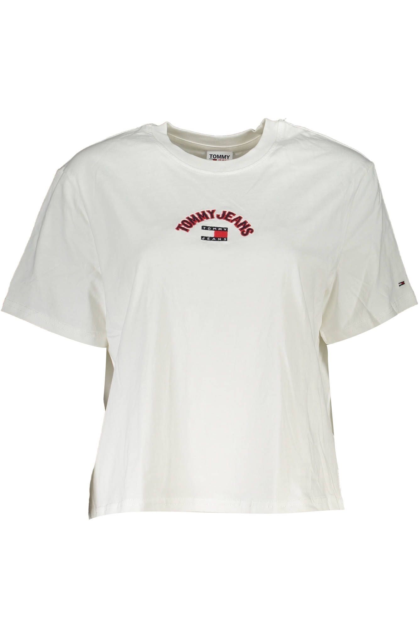 Chic White Embroidered Logo Tee
