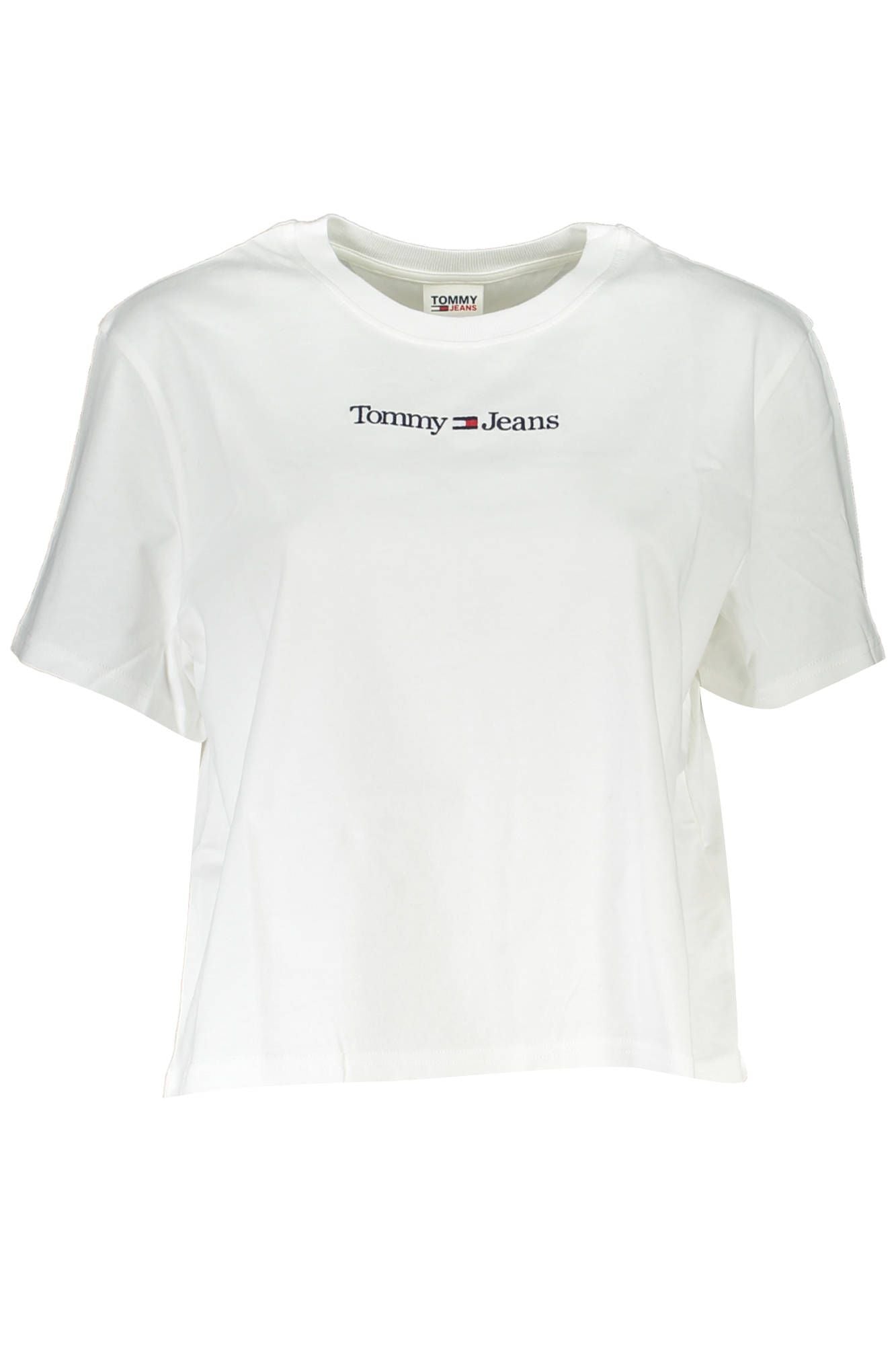 Chic White Embroidered Logo Tee