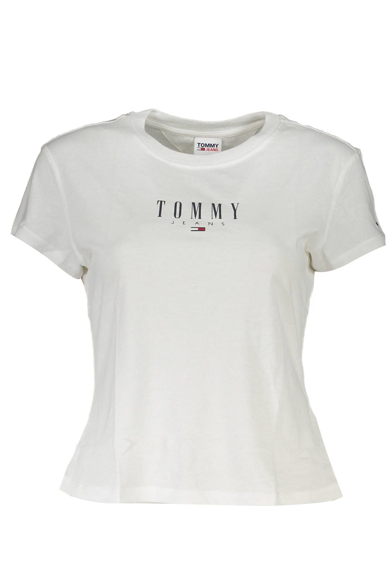 Chic White Logo Tee with Round Neckline
