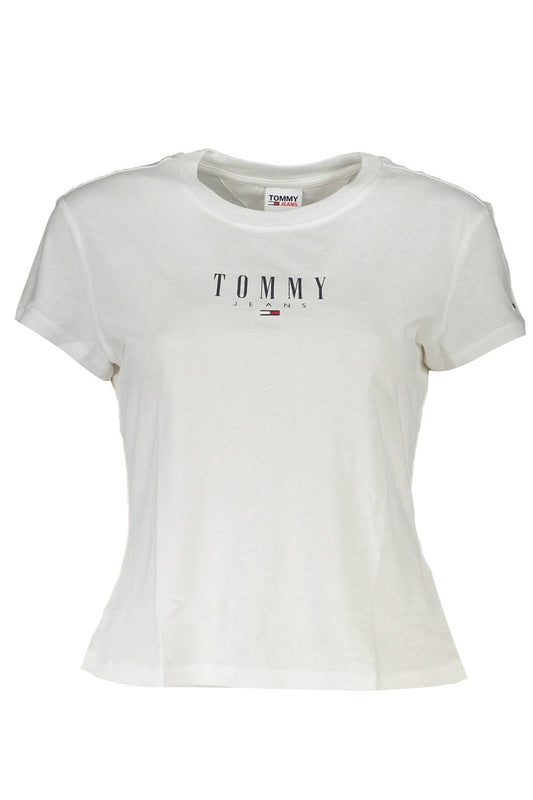 Chic White Logo Tee with Round Neckline