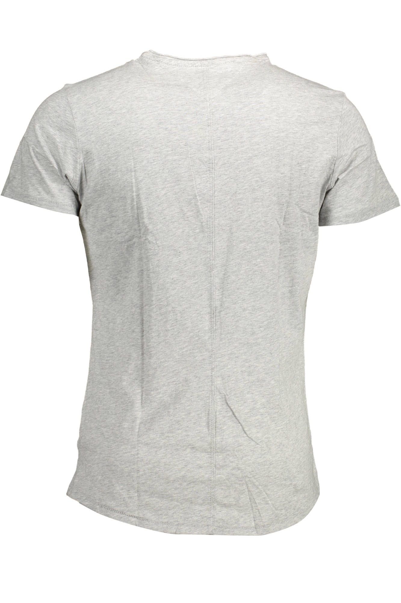 Chic Gray V-Neck Logo Tee