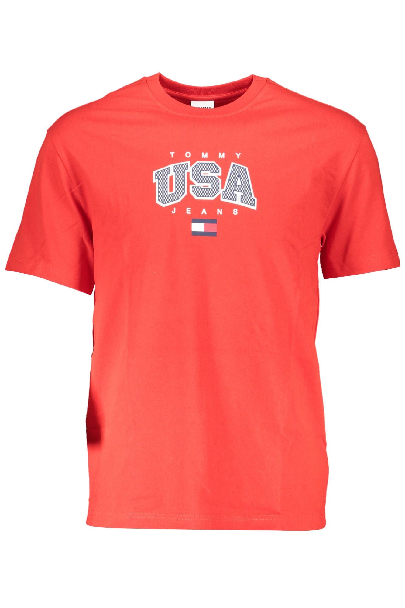 Elegant Red Round Neck Logo Tee