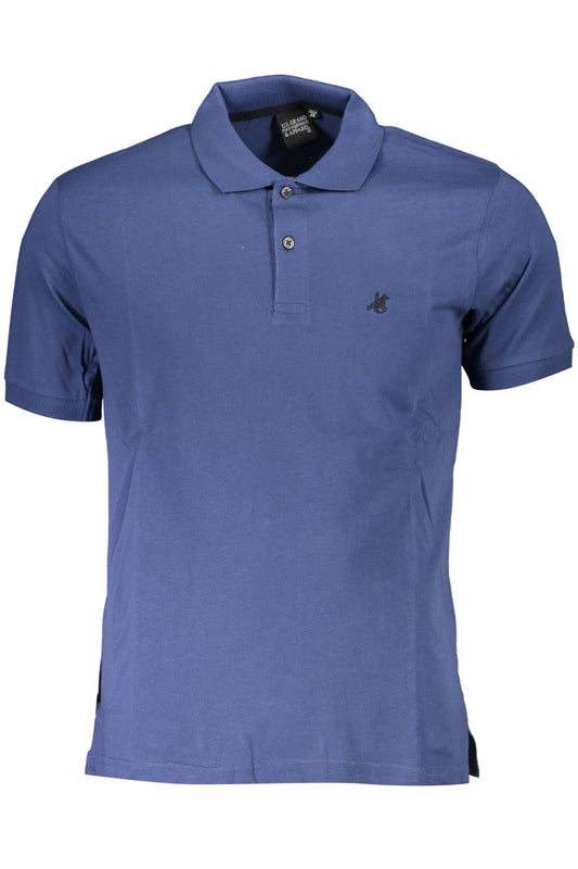 Classic Blue Polo Shirt with Elegant Embroidery