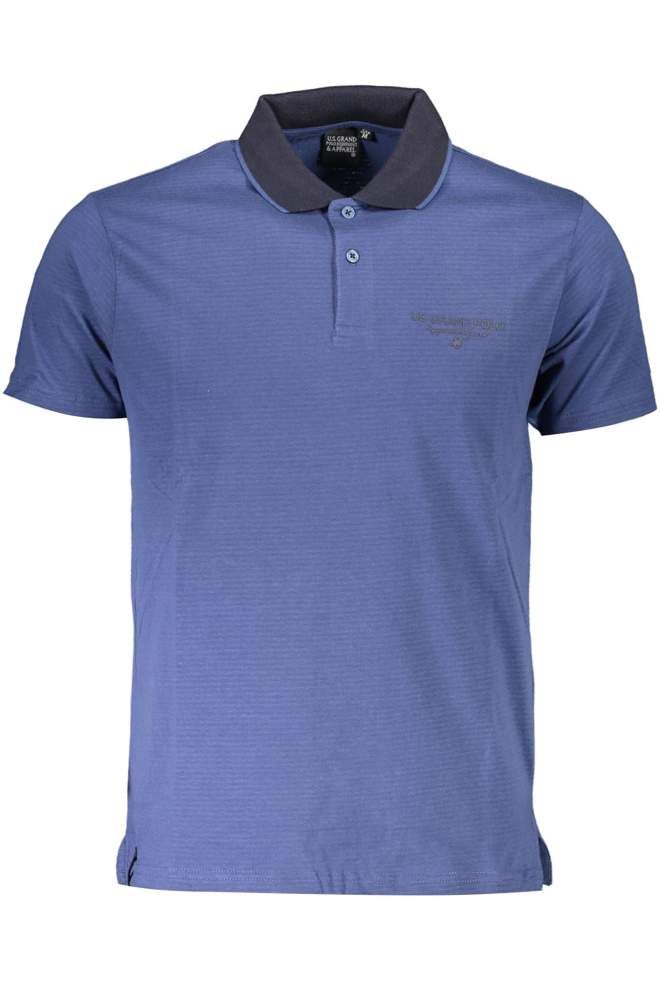 Chic Short-Sleeved Blue Polo with Contrast Details