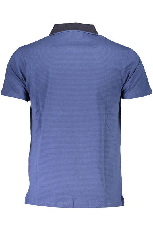 Chic Short-Sleeved Blue Polo with Contrast Details