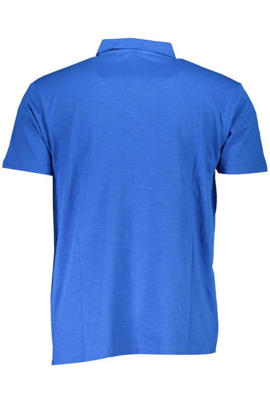 Elegant Blue Cotton Polo with Embroidery