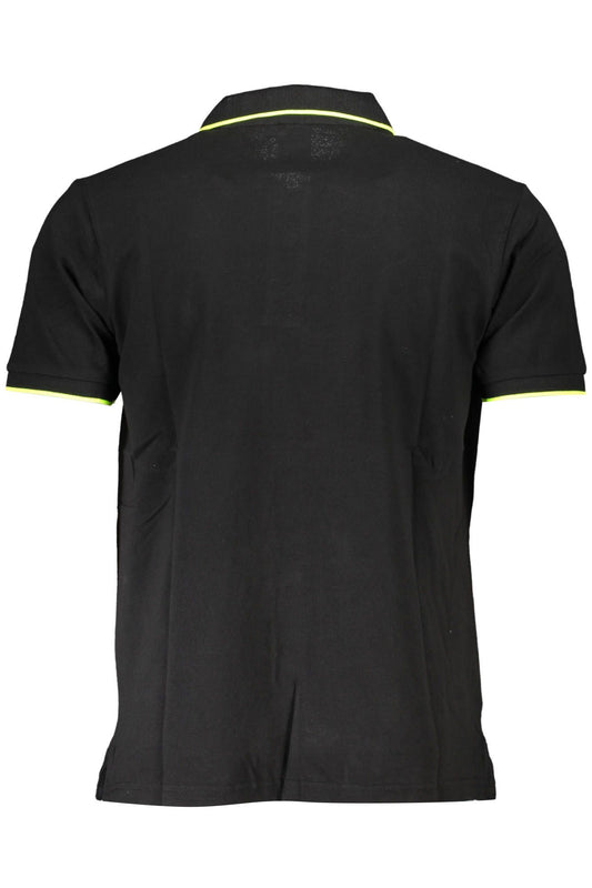 Elegant Black Cotton Polo with Contrasting Details