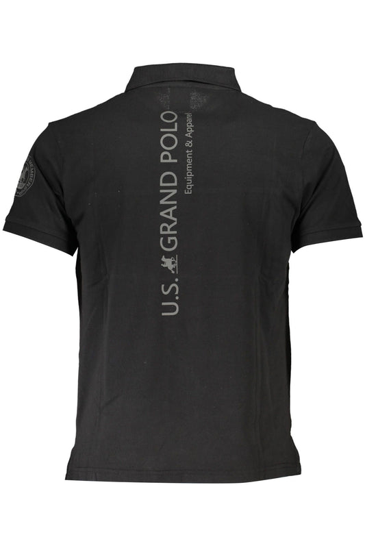 Chic Contrast Detail Black Polo Shirt