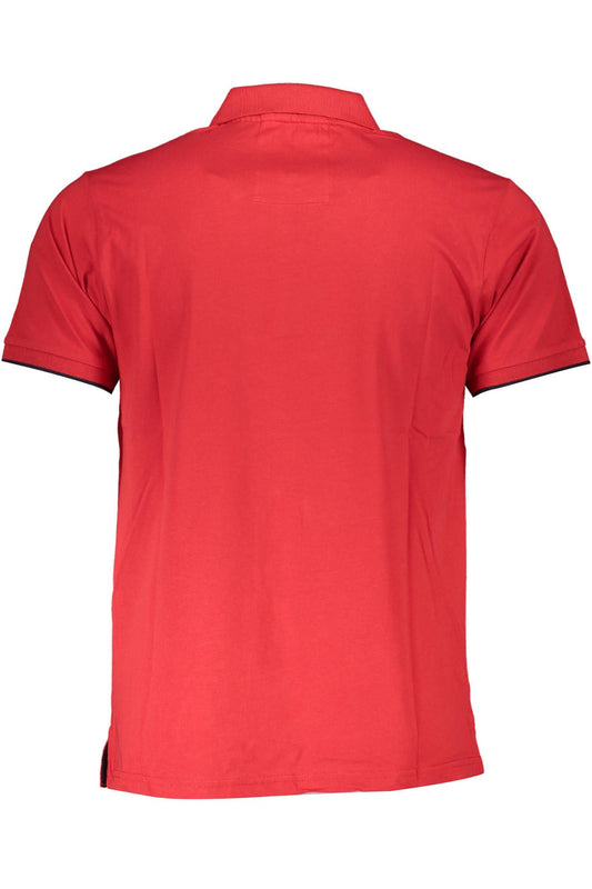 Chic Red Embroidered Polo Shirt with Contrasting Accents