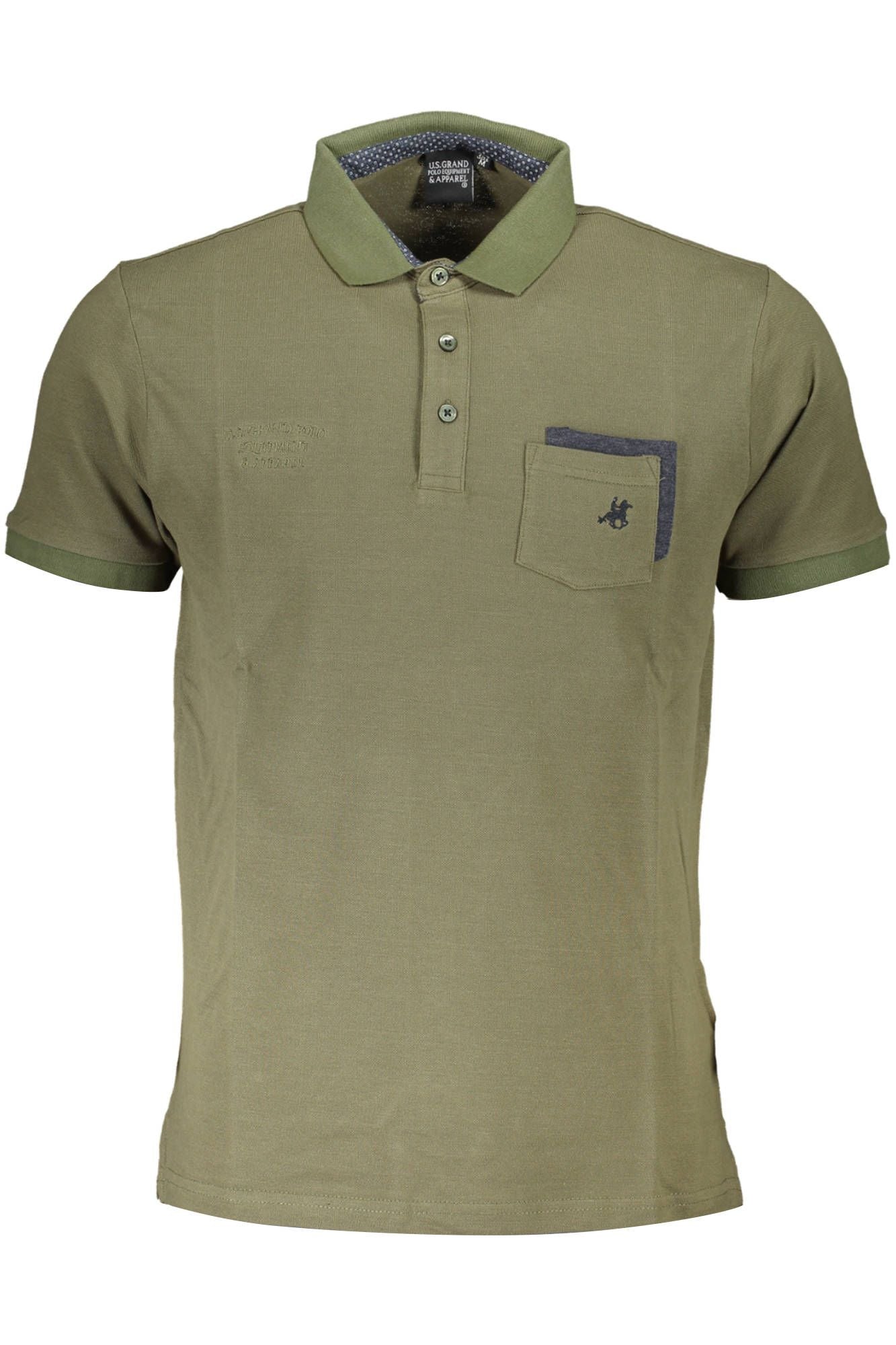 Elegant Green Embroidered Polo with Pocket