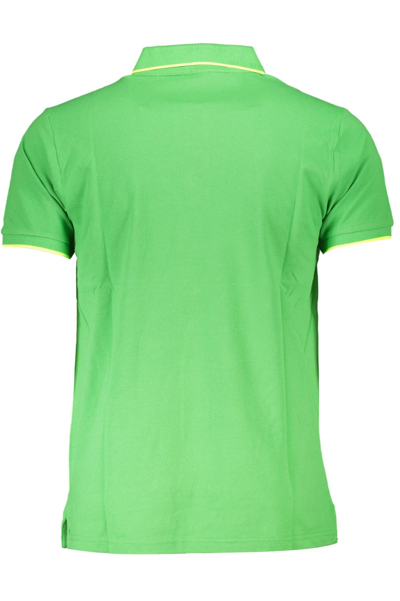 Elegant Green Cotton Polo with Contrasting Details