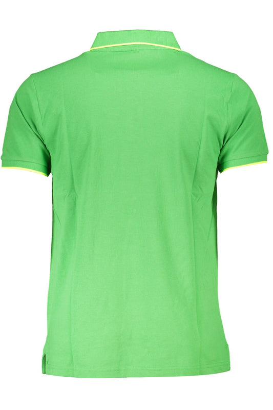 Elegant Green Cotton Polo with Contrasting Details