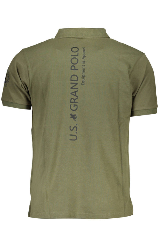 Chic Green Contrast Detail Polo Shirt