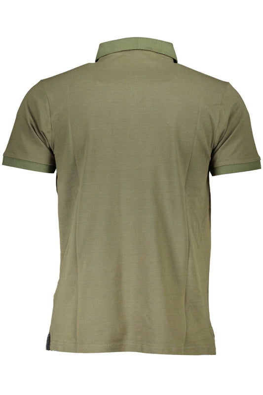 Elegant Green Embroidered Polo with Pocket