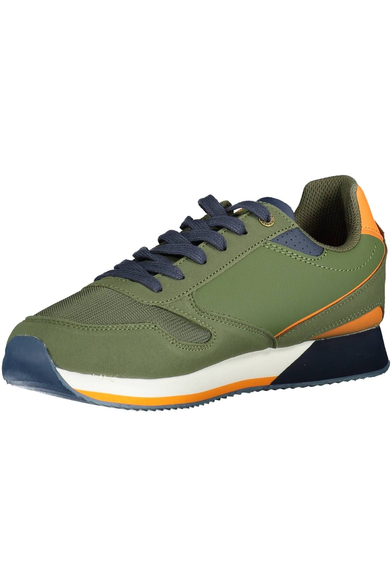 Sporty Green Lace-Up Sneakers with Logo Accent