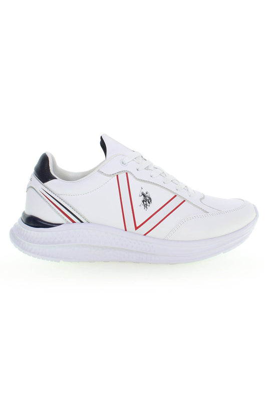 Elegant White Lace-Up Sports Sneakers