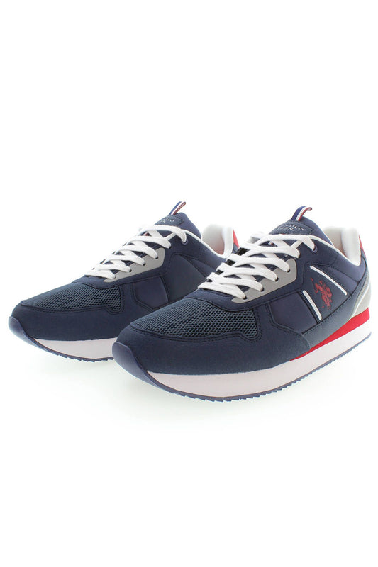 Sleek Blue Sports Sneakers with Contrasting Accents