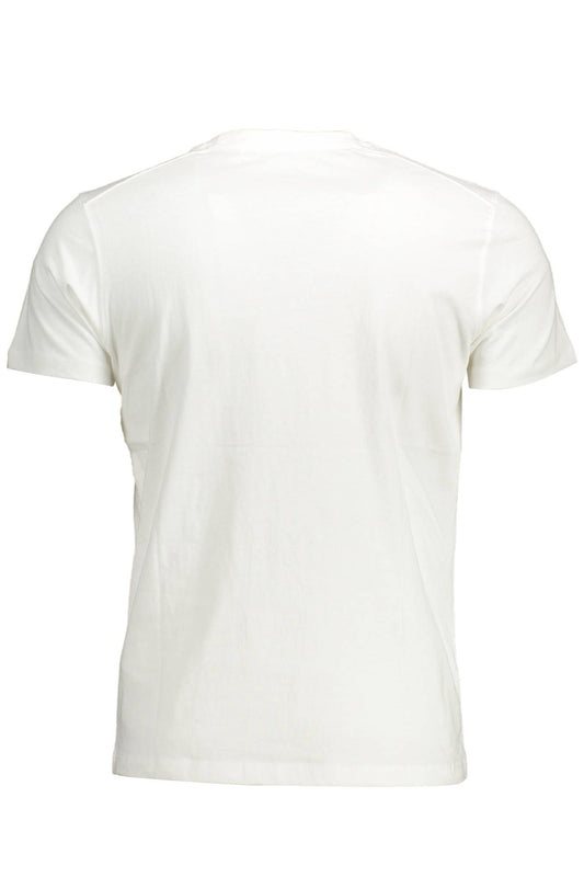 Crisp White Cotton Crew Neck Tee with Logo