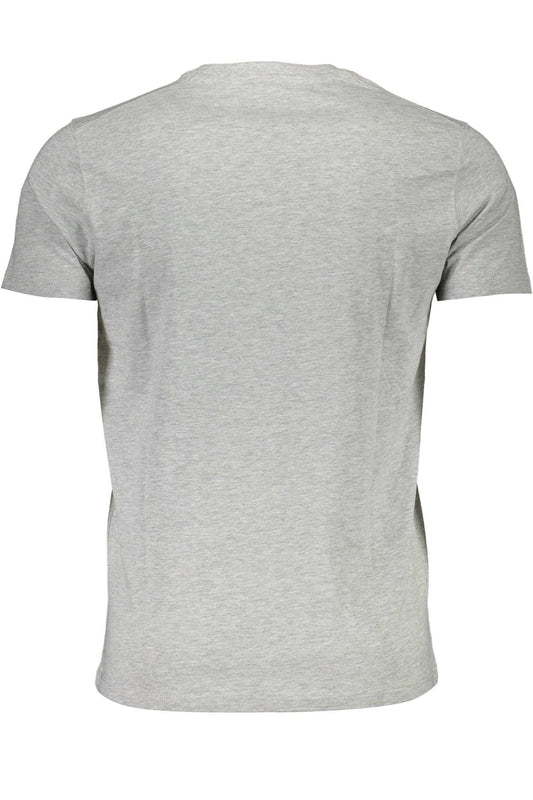 Sleek Gray Embroidered Logo Crew Neck Tee