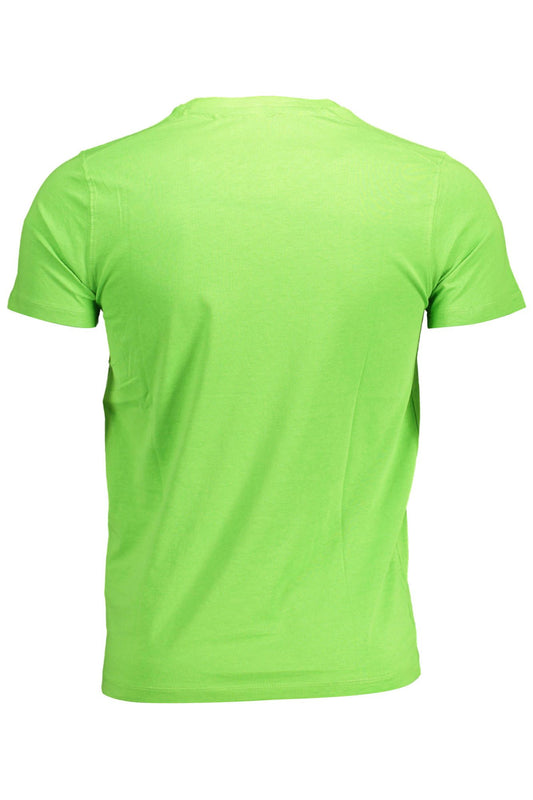 Chic Green Crew Neck Embroidered Logo Tee