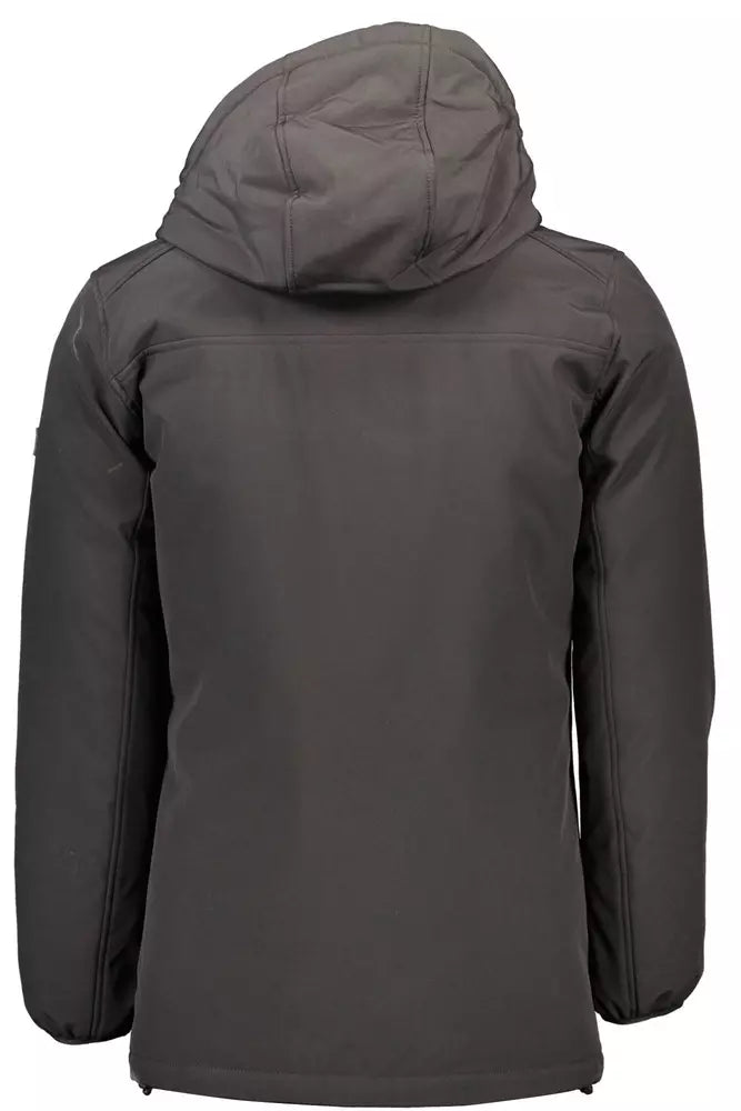 Double Hooded Long Sleeve Black Jacket