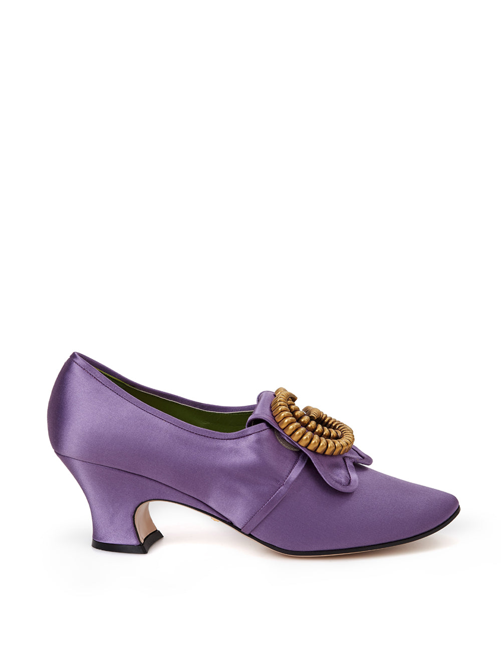 Elegant Purple Satin Heels with Metal GG Logo