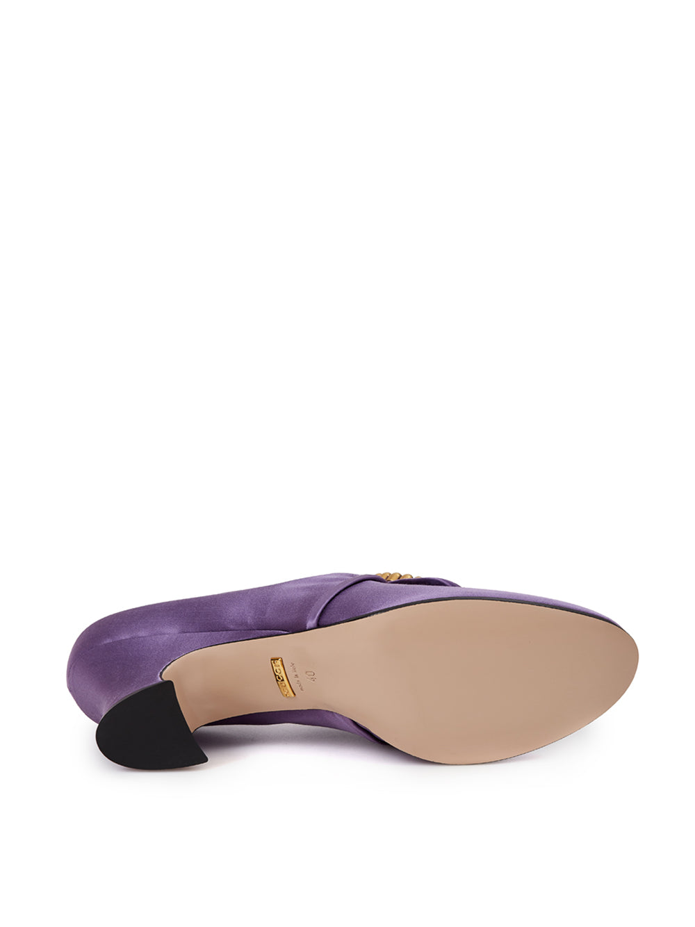 Elegant Purple Satin Heels with Metal GG Logo