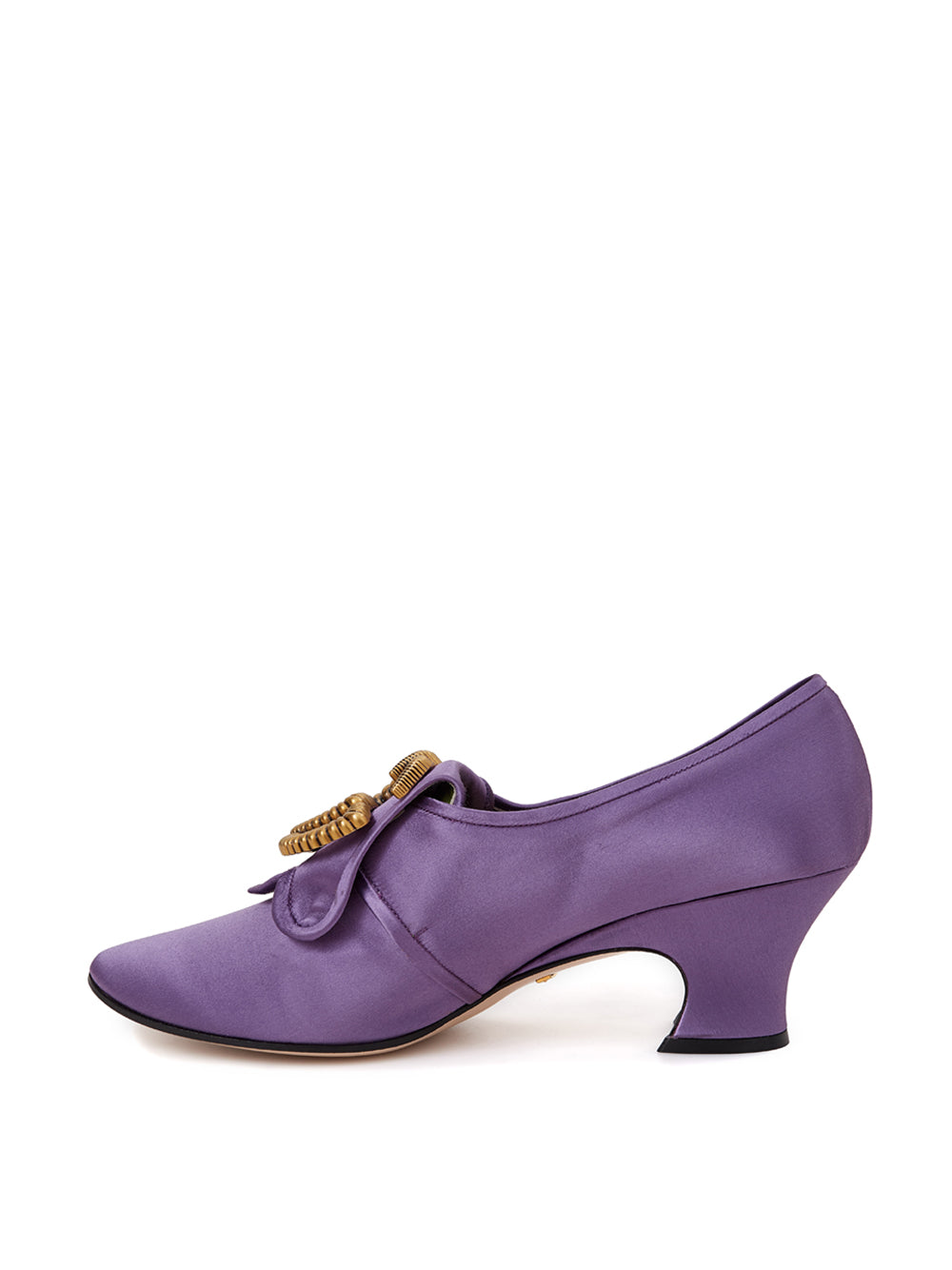 Elegant Purple Satin Heels with Metal GG Logo