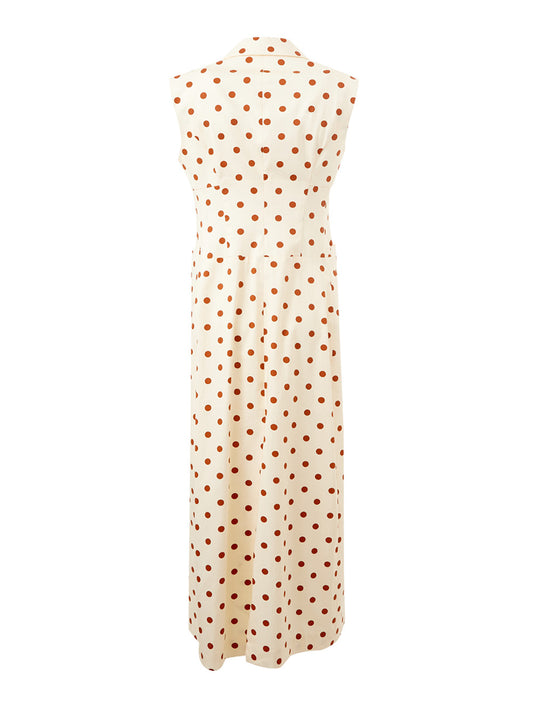 Elegant Sleeveless Polka Dot Maxi Dress