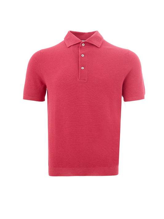 Elegant Pink Cotton Polo Knit for Men